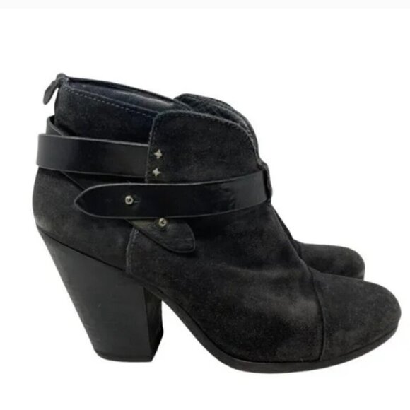 Rag & Bone Harrow Dark Gray Suede Cap Toe Ankle Boots - Size 8.5 - Picture 3 of 10
